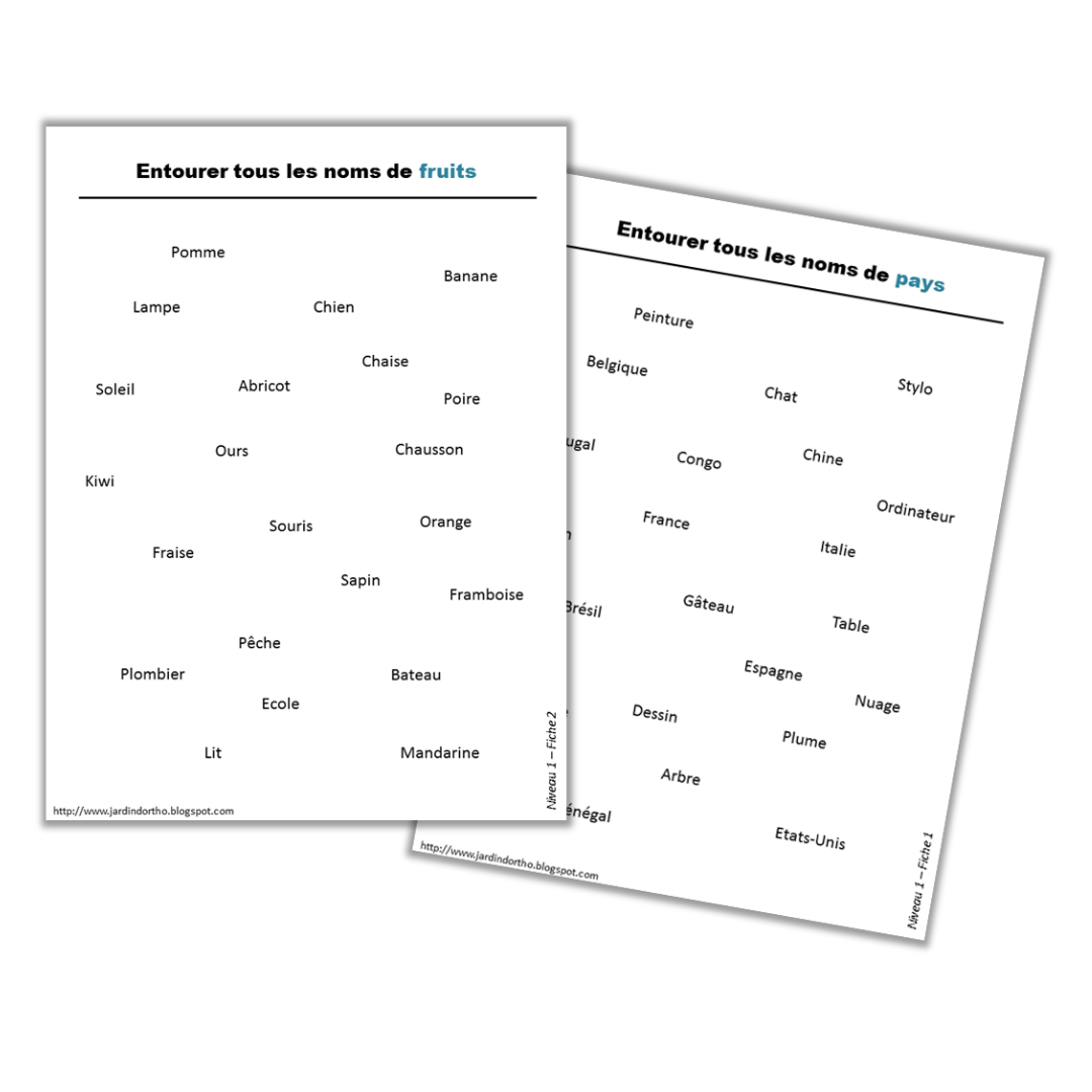 Entourer tous les noms de...