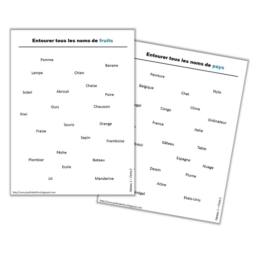 Entourer tous les noms de...