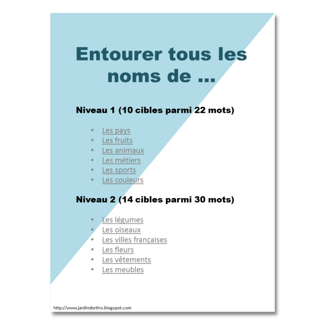 Boîte de Entourer tous les noms de...